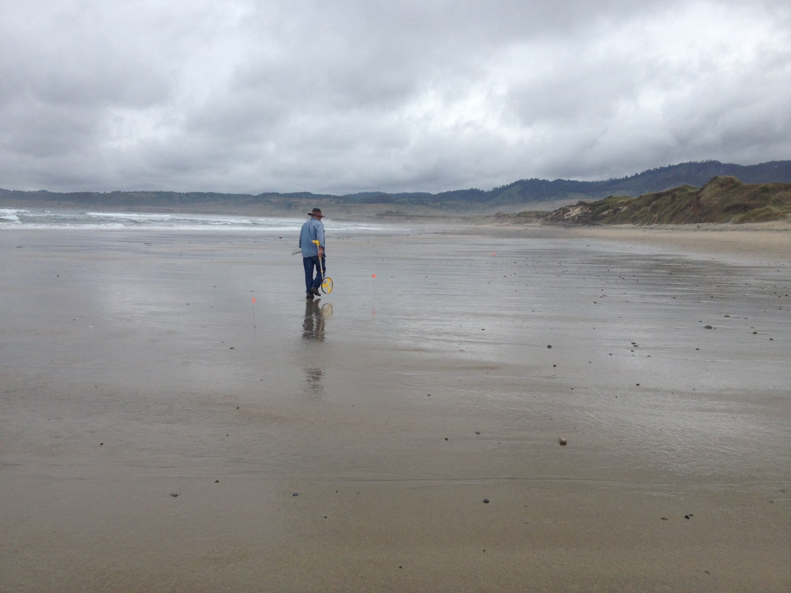 Bob meticulously measuring the length of our transects.
